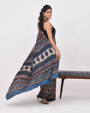 Load image into Gallery viewer, Rajnesa Traditional Block Print Modal Silk Saree - Beige &amp; Blue
