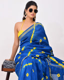 Load image into Gallery viewer, Rajnesa Traditional Block Print Maheshwari Silk Saree - Light Blue