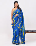 Load image into Gallery viewer, Light Blue Block Print Maheshwari Silk Saree