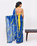 Load image into Gallery viewer, Rajnesa Traditional Block Print Maheshwari Silk Saree - Light Blue