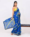 Load image into Gallery viewer, Rajnesa Traditional Block Print Maheshwari Silk Saree - Light Blue